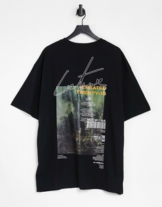 Черная oversized-футболка с рисунком масляными красками на спине The Couture Club-Черный цвет