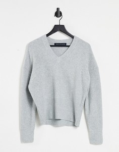 Серый джемпер с V-образным вырезом French Connection
