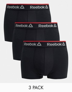 Набор из 3 черных боксеров-брифов Reebok-Черный цвет