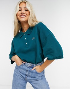 Зеленая классическая футболка-поло в стиле oversized Lacoste-Зеленый цвет