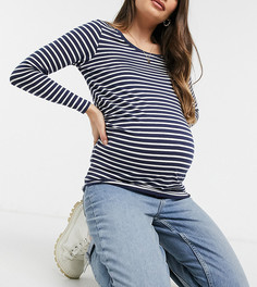 Темно-синий лонгслив в полоску New Look Maternity-Голубой