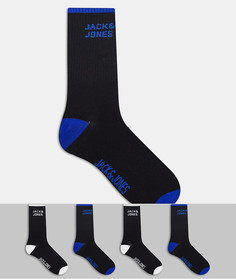 Набор из четырех пар белых и синих носков с логотипом Jack & Jones-Многоцветный