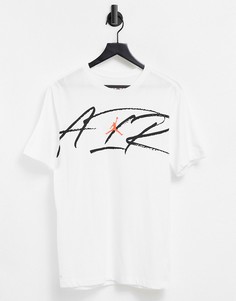 Белая футболка с логотипом и надписью Nike Jordan-Белый