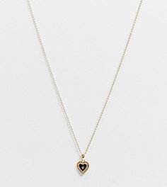 Позолоченное ожерелье из стерлингового серебра с эмалевой подвеской в форме черного сердца Regal Rose Solemn-Золотистый