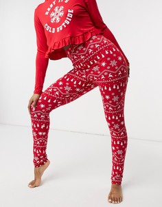 Красные пижамные брюки от комплекта с новогодним принтом Outrageous Fortune-Красный
