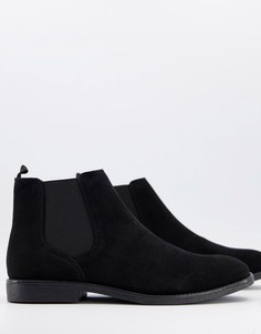 Черные ботинки-челси из искусственной замши Topman-Черный цвет