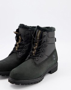 Черные ботинки 6 дюймов с подкладкой из меха Timberland-Черный цвет