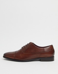 Коричневые кожаные туфли с круглым носком Walk London Alfie-Коричневый цвет