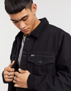 Черная oversized-куртка с подкладкой из искусственного меха Tommy Jeans-Черный цвет