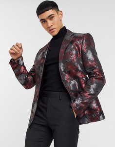 Супероблегающий пиджак с цветочным принтом Bolongaro Trevor-Черный цвет