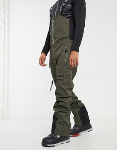 Горнолыжные брюки темного цвета хаки с подтяжками Surfanic Blackjack 10k-10k-Зеленый цвет