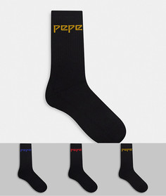 Набор из трех пар черных спортивных носков Pepe Jeans Jacobus-Черный цвет