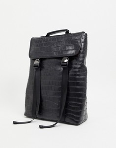 Рюкзак из крокодиловой кожи с двумя зажимами Smith & Canova-Черный цвет