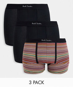 Набор из трех боксеров-брифов черного цвета и в полоску Paul Smith-Черный цвет