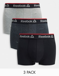 Набор из 3 боксеров-брифов черного и серого цвета Reebok-Многоцветный
