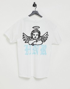 Oversize-футболка с принтом ангелочка на спине HNR LD-Белый Honour