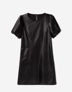 Чёрное платье из экокожи для девочки Gloria Jeans