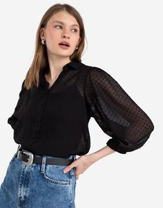 Чёрная рубашка из плюмети Gloria Jeans