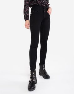 Чёрные облегающие джинсы Legging с широким поясом Gloria Jeans