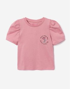 Розовая футболка с принтом для девочки Gloria Jeans