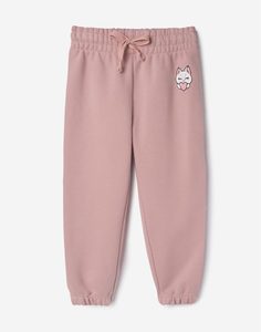 Розовые спортивные брюки с принтом для девочки Gloria Jeans