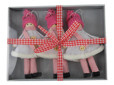 Набор ёлочных игрушек Hogewoning Подружки-хохотушки 17x13cm 3шт Pink 260361-016