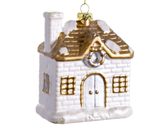 Ёлочная игрушка Hogewoning Милый дом 9x8x5cm White-Gold 402089