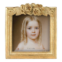 Фоторамка настольная Glasar квадратная, золотая с цветами, 9x2x10 см ГЛАСАР