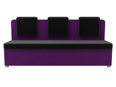 Кухонный прямой диван 3-х местный Маккон Микровельвет Черный/Фиолетовый Bravo