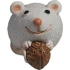 Фигурка Мышь с орешком белая 3,5 см Без бренда