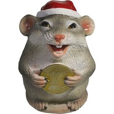 Фигурка Крыса с монетой серая 9 см Без бренда