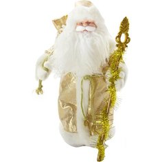 Сувенир Дед Мороз с мехом 40x20 см золотой Без бренда
