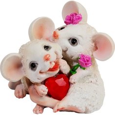 Фигурка Влюбленные мышата белая 12,5 см Без бренда