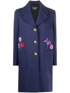 Boutique Moschino пальто на пуговицах с цветочной аппликацией