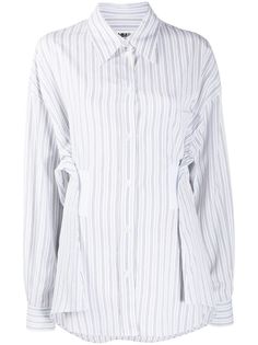 MM6 Maison Margiela рубашка в тонкую полоску с драпировкой