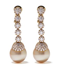 Yoko London серьги Aurelia из желтого золота с жемчугом и бриллиантами