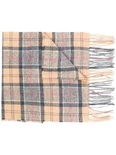 Barbour клетчатый шарф с бахромой
