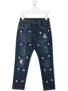 Monnalisa прямые джинсы с вышивкой Mickey