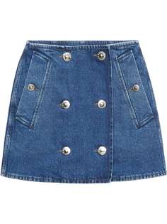 Burberry джинсовая юбка мини с эффектом потертости