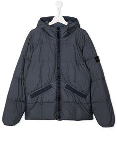 Stone Island Junior пуховик с нашивкой-логотипом