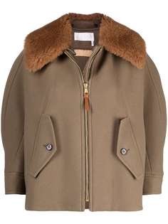 Chloé куртка с воротником из овчины