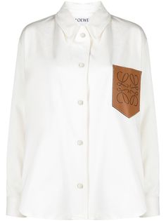 LOEWE куртка-рубашка с нашивкой-логотипом