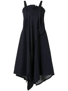 Ys драпированное платье миди из денима Ys