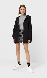 Stradivarius Худи Оверсайз На Молнии Черный Xs