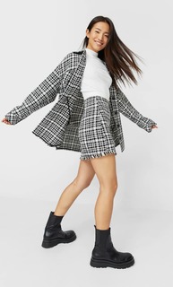 Stradivarius Юбка В Клетку В Стиле 90-Х Женская Коллекция Цвет Небеленого Полотна 34