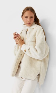 Stradivarius Двусторонняя Куртка Рубашечного Кроя Женская Коллекция Цвет Небеленого Полотна S