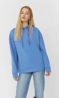 Stradivarius Базовое Худи Женская Коллекция Синий L