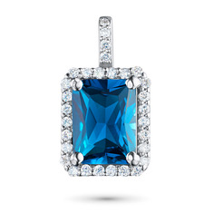 Подвеска из белого золота с топазом и бриллиантом э0943пд10200406 ЭПЛ Якутские Бриллианты