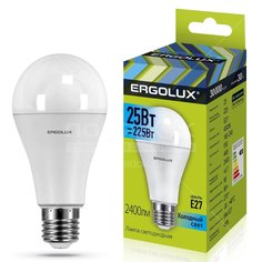 Лампа светодиодная Ergolux LED-A65-25W-E27-4K, 25 Вт, E27, холодный белый свет