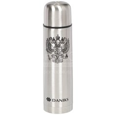 Термос из нержавеющей стали Daniks SL-50Z серебристый с узким горлом, 0.5 л